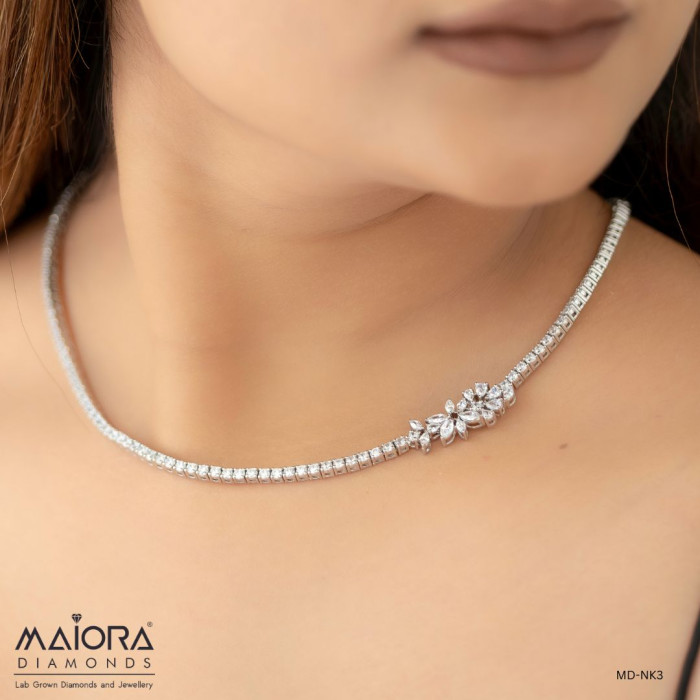 Ladies Simple Diamond Tennis Necklace Exquisite Sparkling Diamond Cubic  Zirconia Tennis Chain Women Girls Jewelry Gift | SHEIN