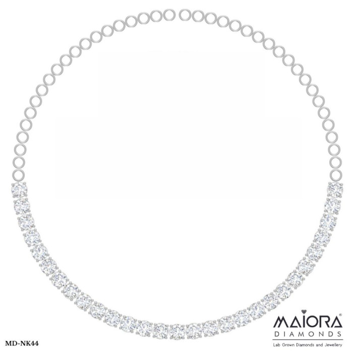 Round Diamond Gradual Tennis Necklace