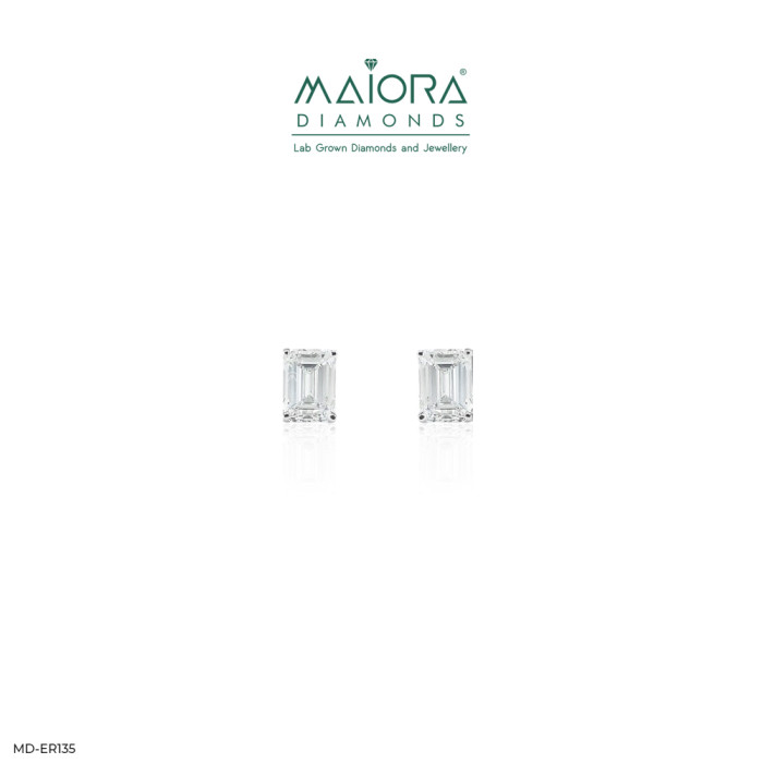 Emerald Studs Diamond Earrings