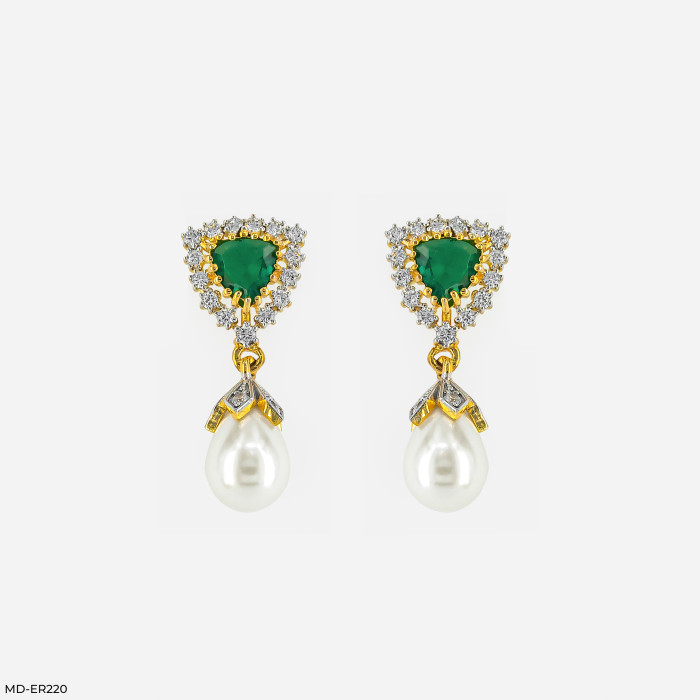 Emerald Elegance Drops Diamond Earrings