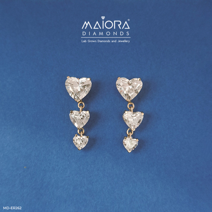 Heart Diamond Drop Earrings 