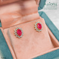 Ruby Stone Diamond Earrings