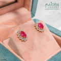 Ruby Stone Diamond Earrings