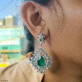 Gorgeous Green Stone Diamond Earrings 