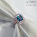 Emerald-Cut Swiss Blue Engagement Ring