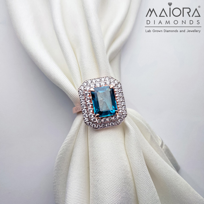 Emerald-Cut Swiss Blue Engagement Ring
