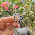 Sunflower Aquamarine Diamond Ring