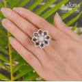 Sunflower Aquamarine Diamond Ring