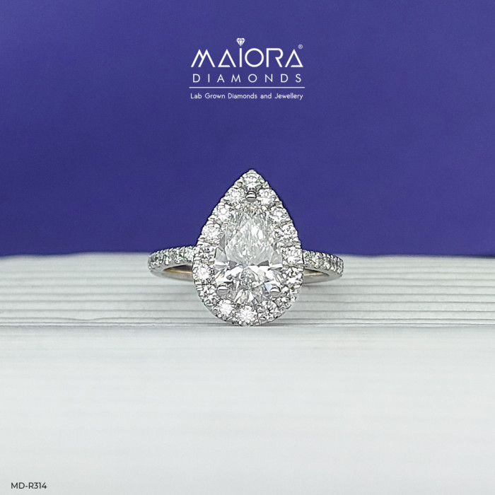 Halo Pear Diamond Ring 