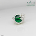 Floral Green Stone Diamond Ring 